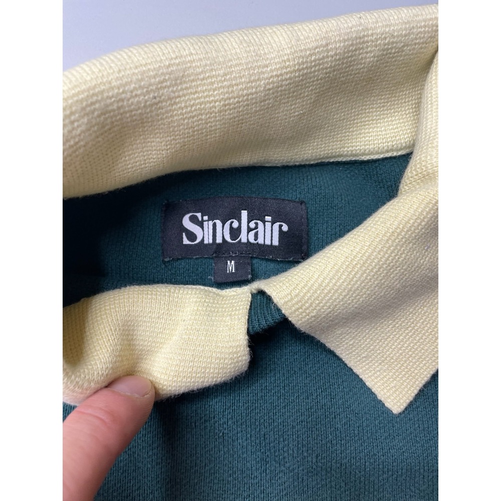 Sinclair University Sweater Mens Medium Teal Ombre Long Sleeve Cotton Top 90s - Picture 6 of 11